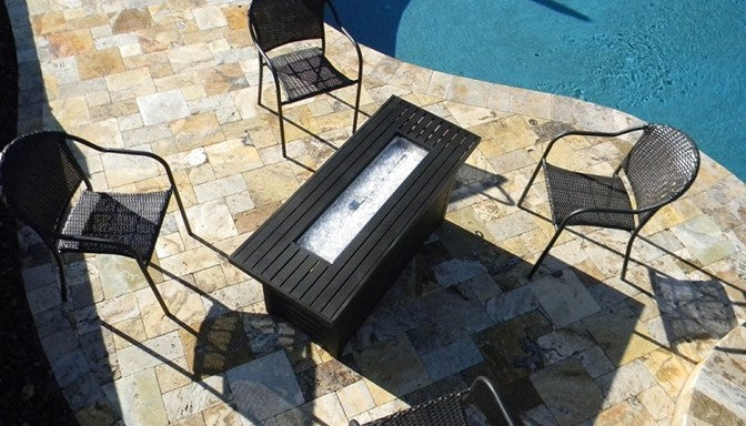 Black Mocha Finish Aluminum Rectangular Fire Pit with Wind Screen