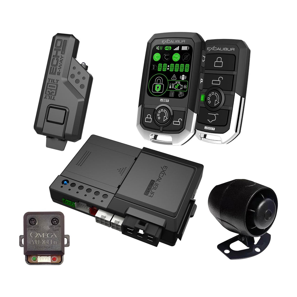 Excalibur Car Alarm/Remote Start with Color LCD 2-Way Remote 3000FT Range