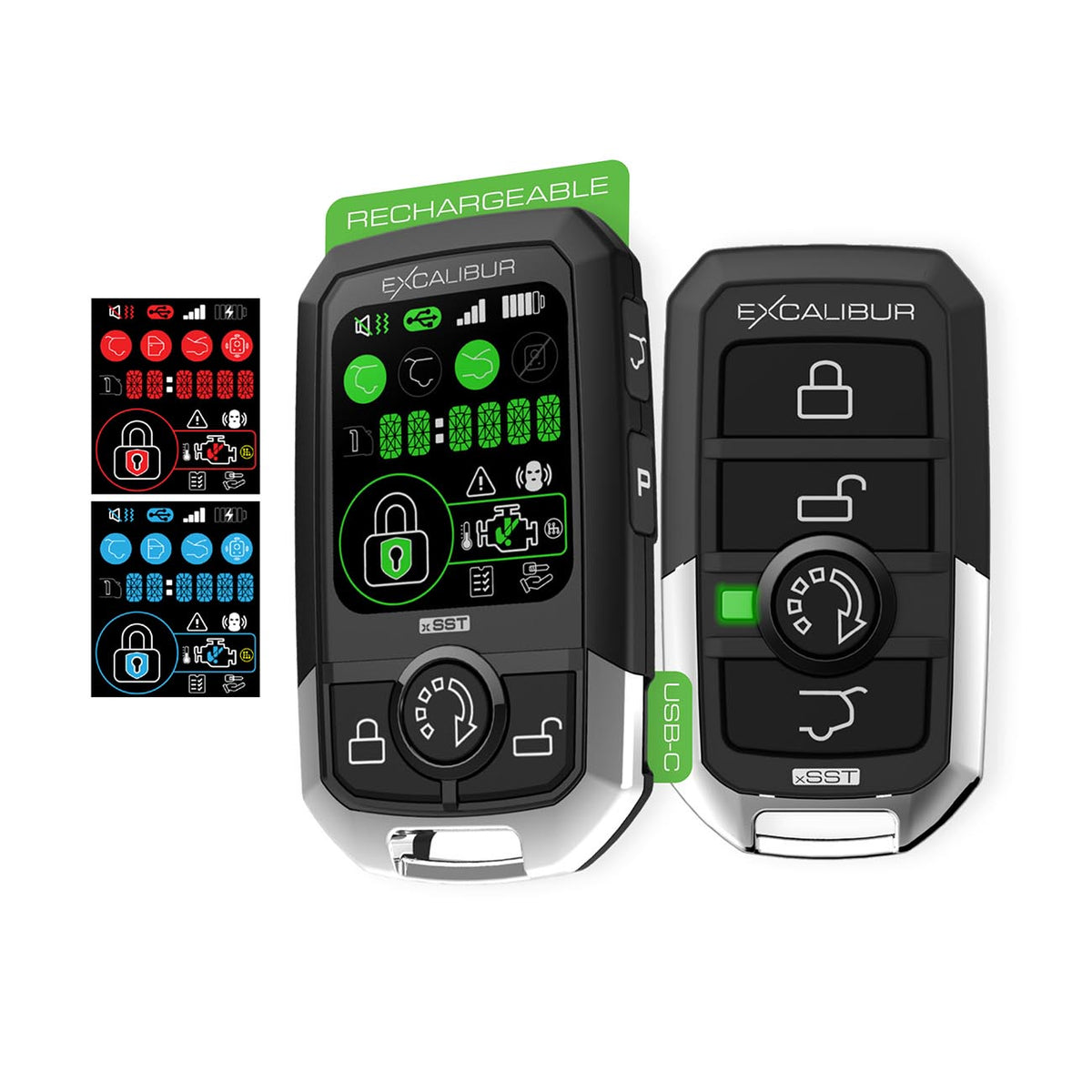 Excalibur Car Alarm/Remote Start with Color LCD 2-Way Remote 3000FT Range