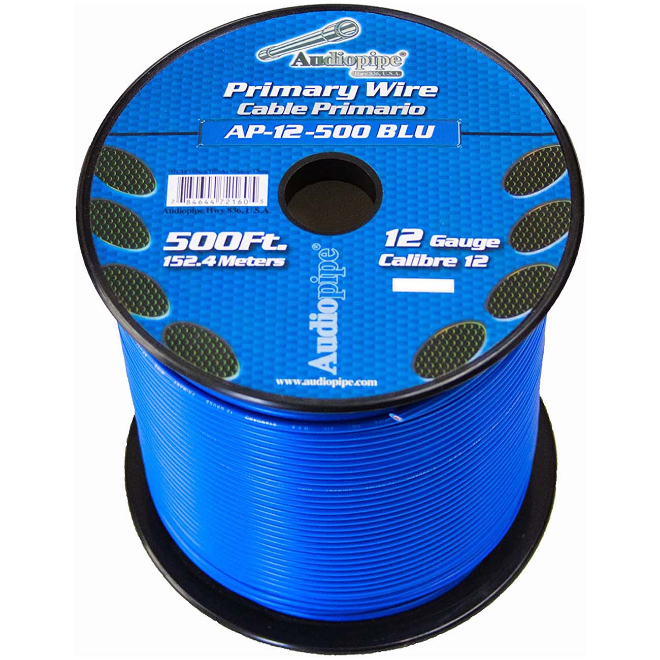 Audiopipe Primary Wire 12-Gauge 500 Foot Spool - Blue