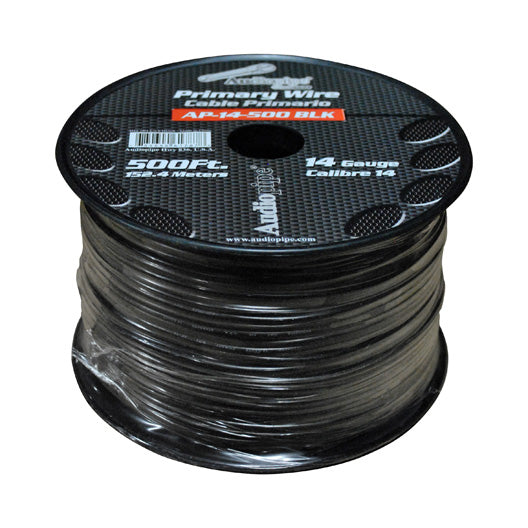 Audiopipe Primary Wire 14-Gauge 500 Foot Spool - Black