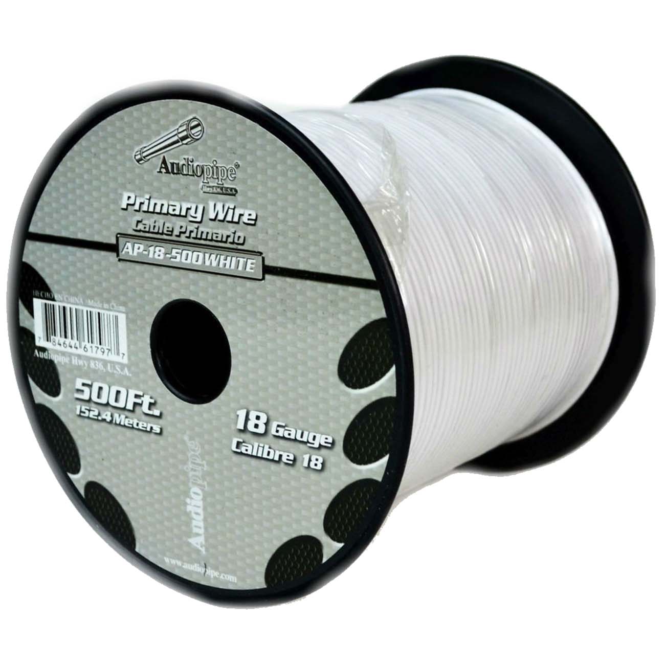 Audiopipe Primary Wire 18-Gauge 500 Foot Spool - White