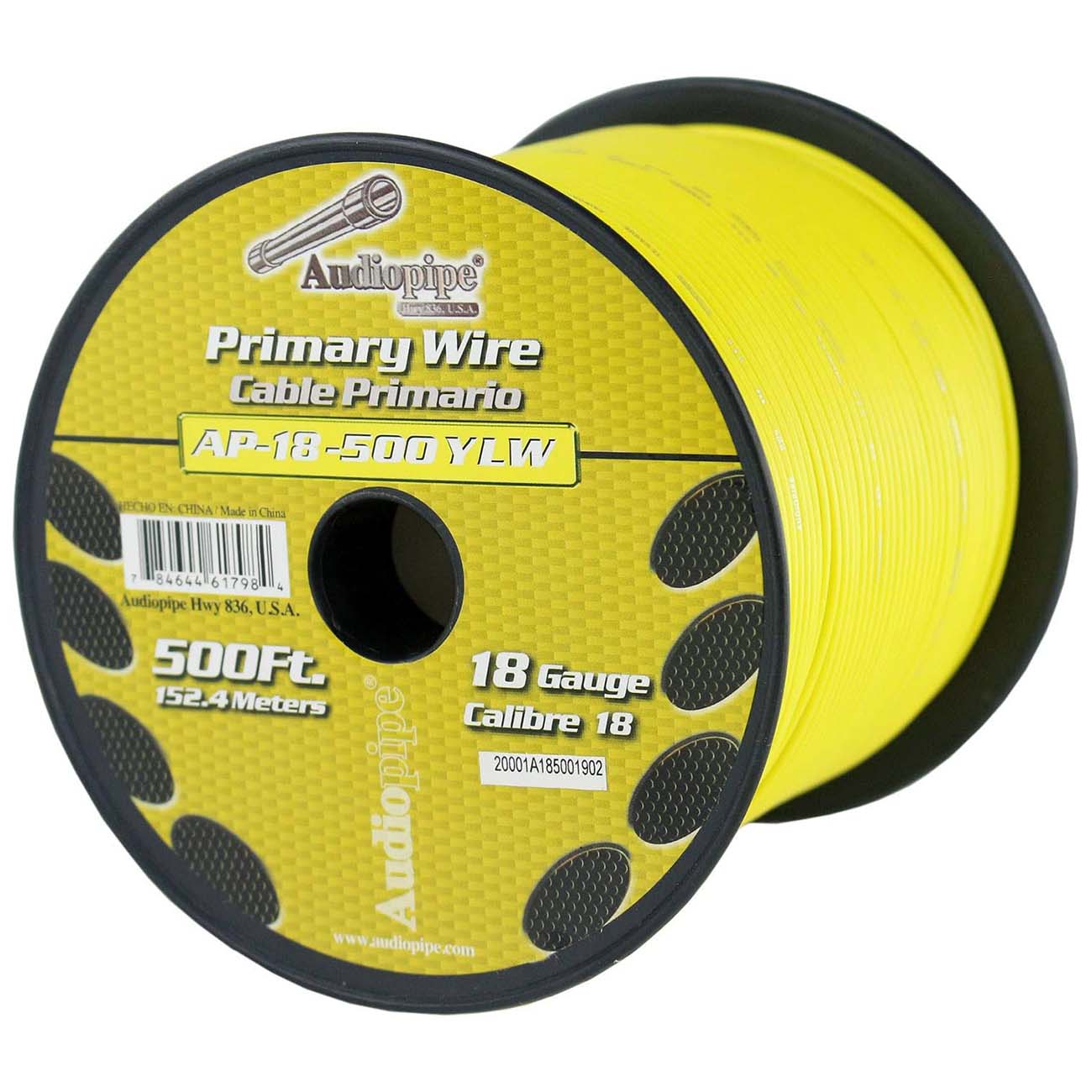 Audiopipe Primary Wire 18-Gauge 500 Foot Spool - Yellow