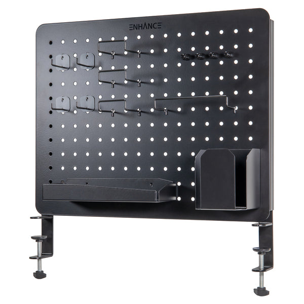 ENHANCE ENUNPB1100BKWS 18.3 In. x 14.4 In. Metal Pegboard Desk Organizer with 14 Attachments