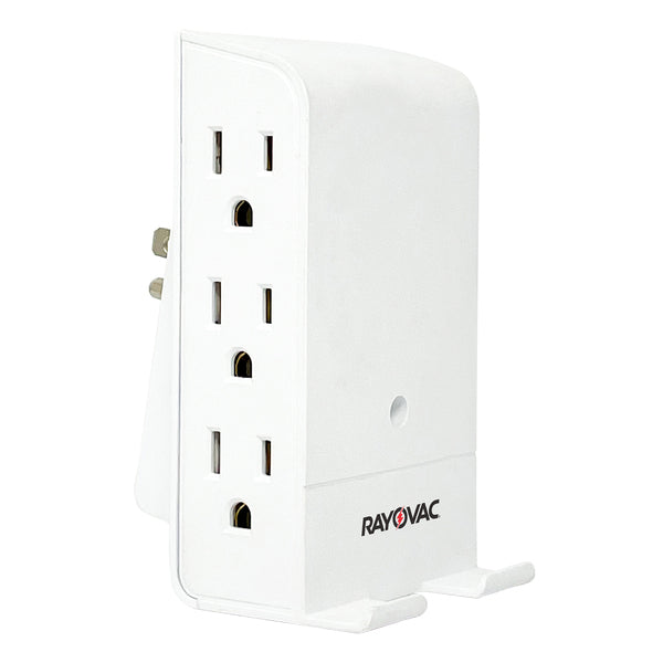 RAYOVAC SS-Q615 6-AC Outlet 540-Joules Surge Protector Wall Tap with Wireless Charging Phone Holder, SS-Q615