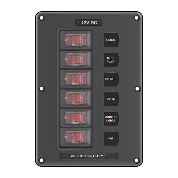 Blue Seas Swch Panel 6 Pos-Gray