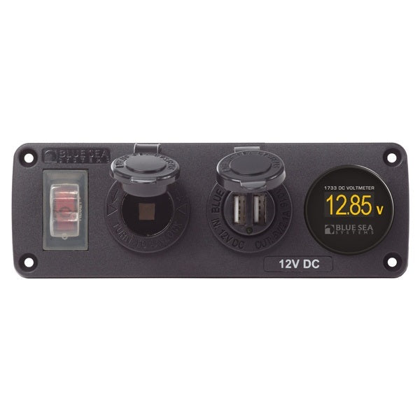 Blue Seas Accy Panel W/Usb Sckt And Vmtr