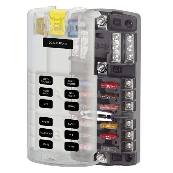 Blue Seas FUSE BLK 12 CIR W/GRD COVER