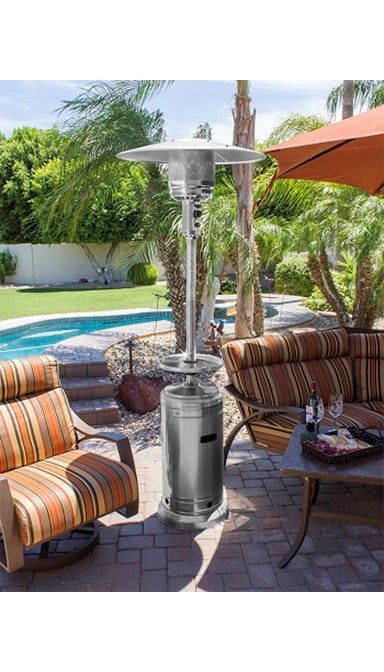 87" Tall Outdoor Patio Heater with Table - Stainless Steel