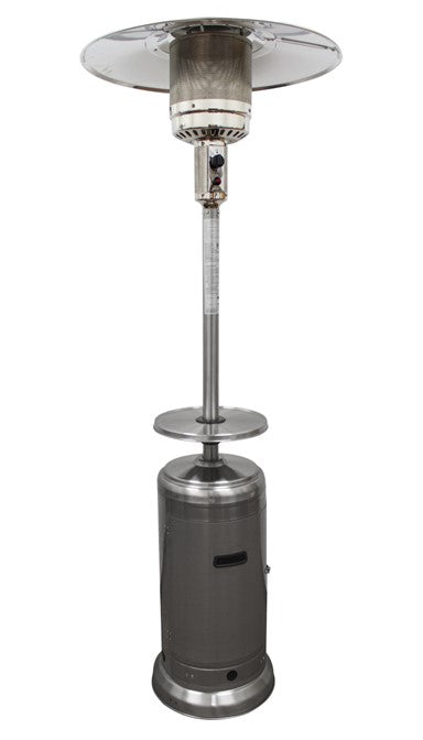 87" Tall Outdoor Patio Heater with Metal Table in Stainless Steel
