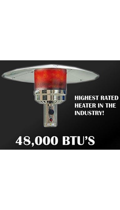 87" Tall Outdoor Patio Heater with Metal Table in Stainless Steel