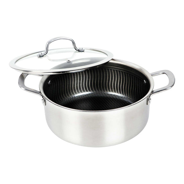 Brentwood B-DUH24L 3-Ply Hybrid Non-Stick Stainless Steel Dutch Oven with Tempered Glass Lid (5 Qt.)