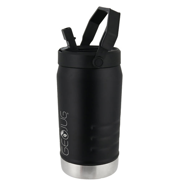 Brentwood Geojug G-1900BK Vacuum-Insulated Stainless Steel Sports Water Jug with Spout Straw Lid, and Handle with Fence 