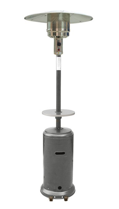 87" Tall Outdoor Patio Heater with Table - Hammered Silver
