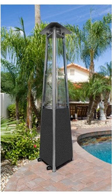 Tall Commercial Triangle Glass Tube Heater - Hammered Silver