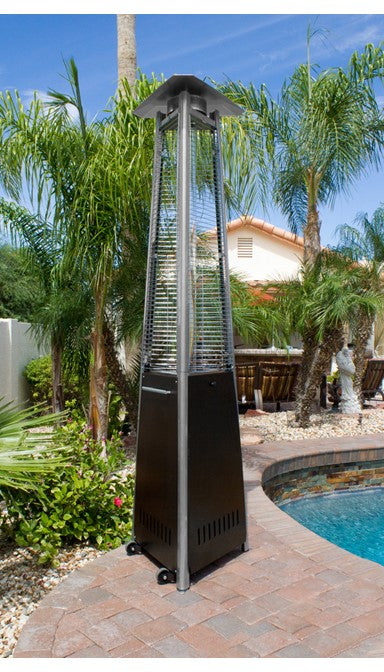 Tall Commercial Triangle Glass Tube Heater - Hammered Bronze