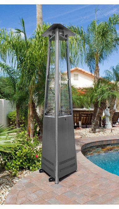 Tall Commercial Triangle Glass Tube Heater - Stainless Steel