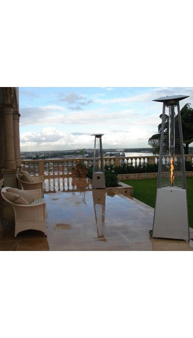 Tall Commercial Triangle Glass Tube Heater - Stainless Steel