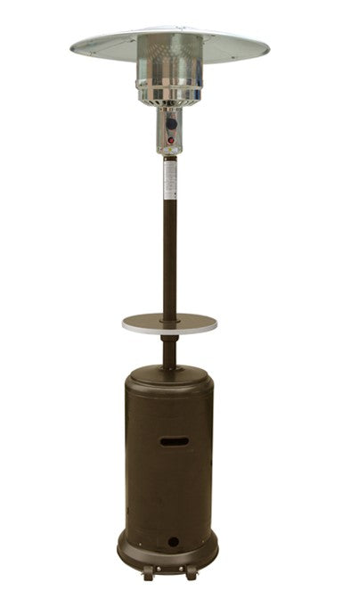 87" Tall Outdoor Patio Heater with Table - Hammered Bronze