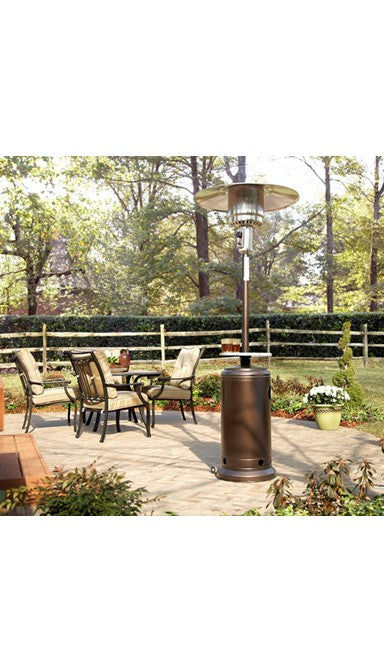 87" Tall Outdoor Patio Heater with Table - Hammered Bronze