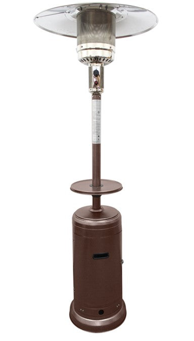 87" Tall Outdoor Patio Heater with Metal Table in Hammered Bronze