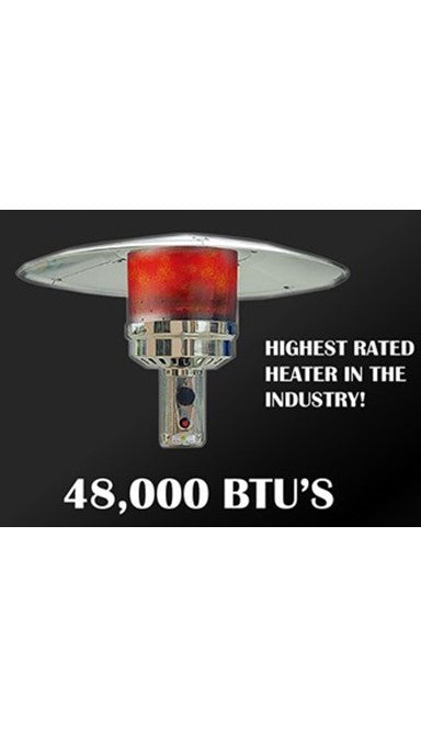 87" Tall Outdoor Patio Heater with Metal Table in Hammered Bronze