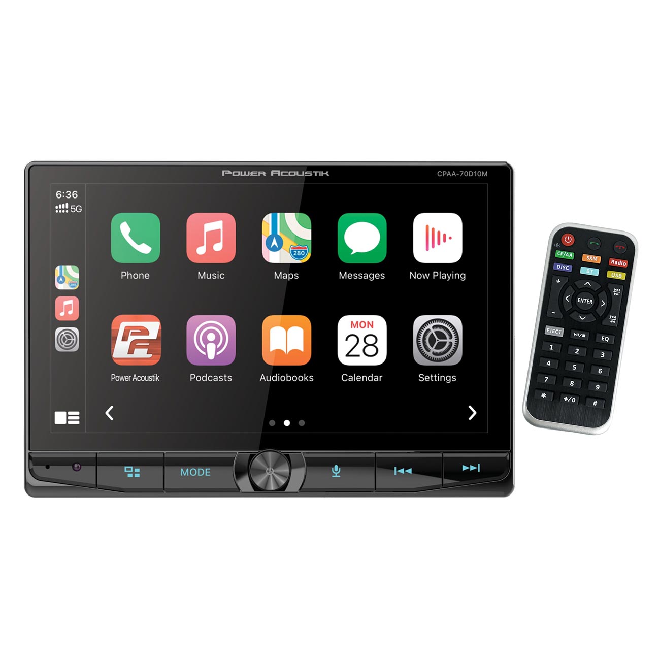 Power Acoustik 10.6GÇ¦ Floating Double DIN Mechless Receiver with Apple Car Play & Android Auto Bluet