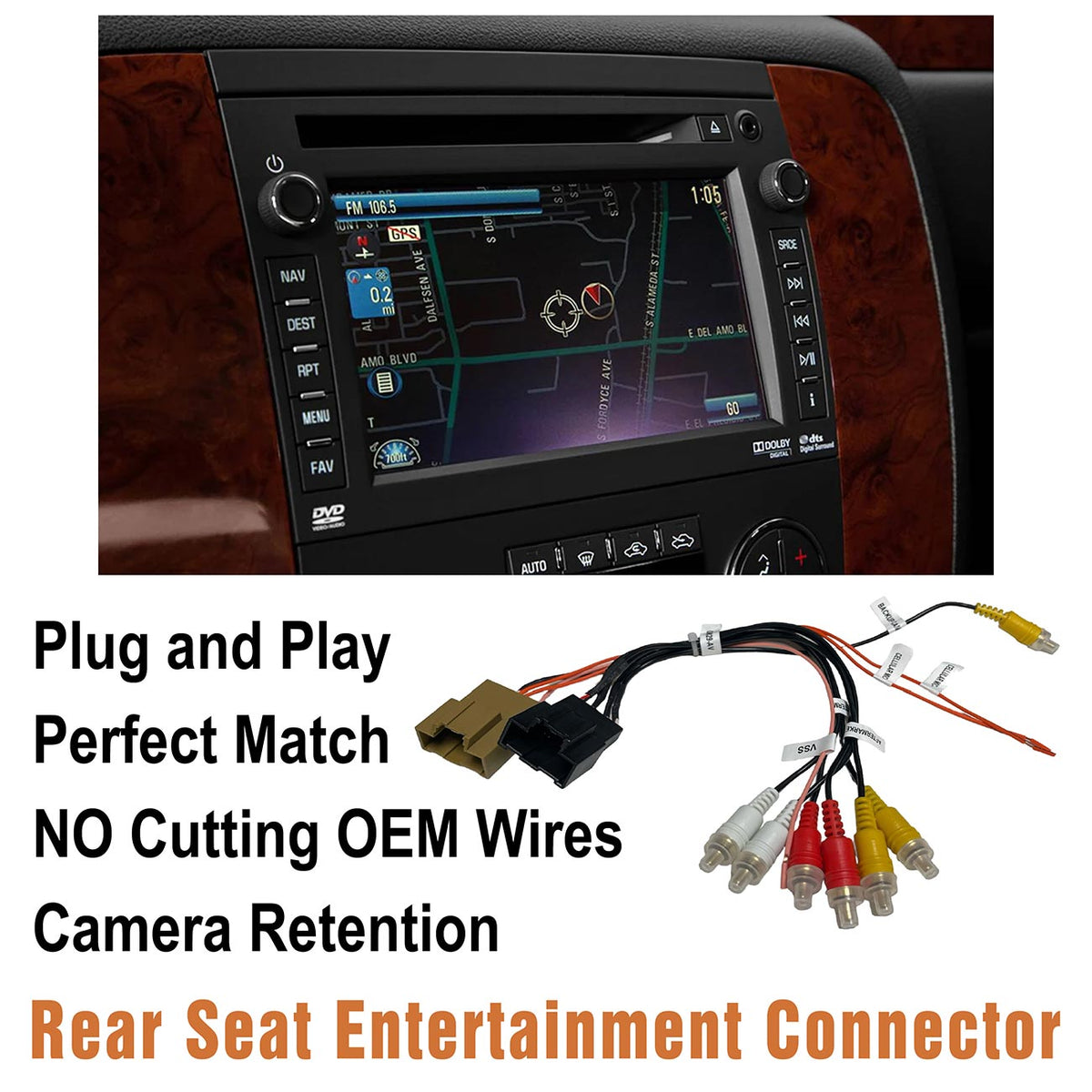 Crux Rear Seat Entertainment (RSE) Retention Cable in Select General Motors Trucks & SUVΓÇÖs '12 - '14