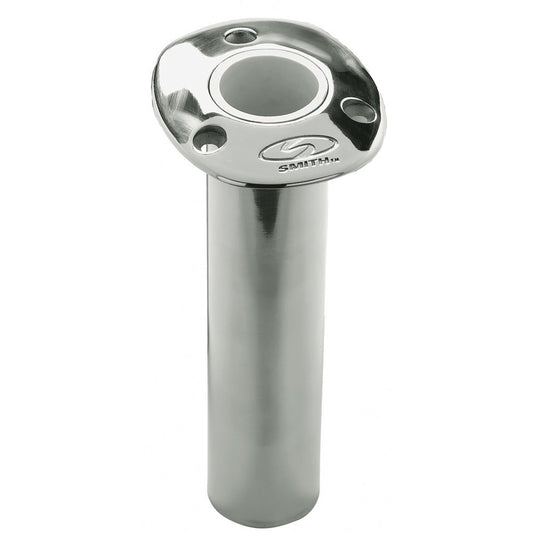 C.E. Smith Flush Mount Rod Holder - 0 Degree & 9" Depth - Stainless Steel - Cast Bottom - White Vinyl Liner