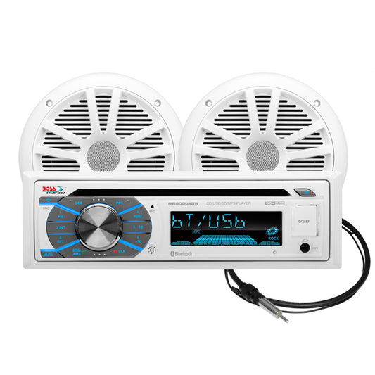 Boss Audio MCK508WB.6 Marine Stereo & 6.5" Speaker Kit - White