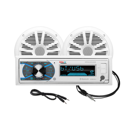 Boss Audio MCK632WB.6 Marine Stereo & 6.5" Speaker Kit - White