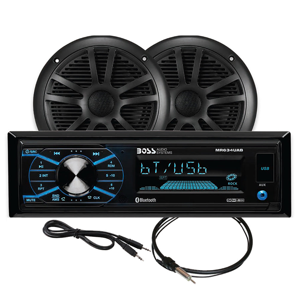 Boss Audio MCBK634B.6 Marine Stereo & 6.5" Speaker Kit - Black