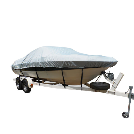 Carver Flex-Fit™ PRO Polyester Size 4 Boat Cover f/V-Hull & Tri-Hull Boats I/O or O/B - Grey