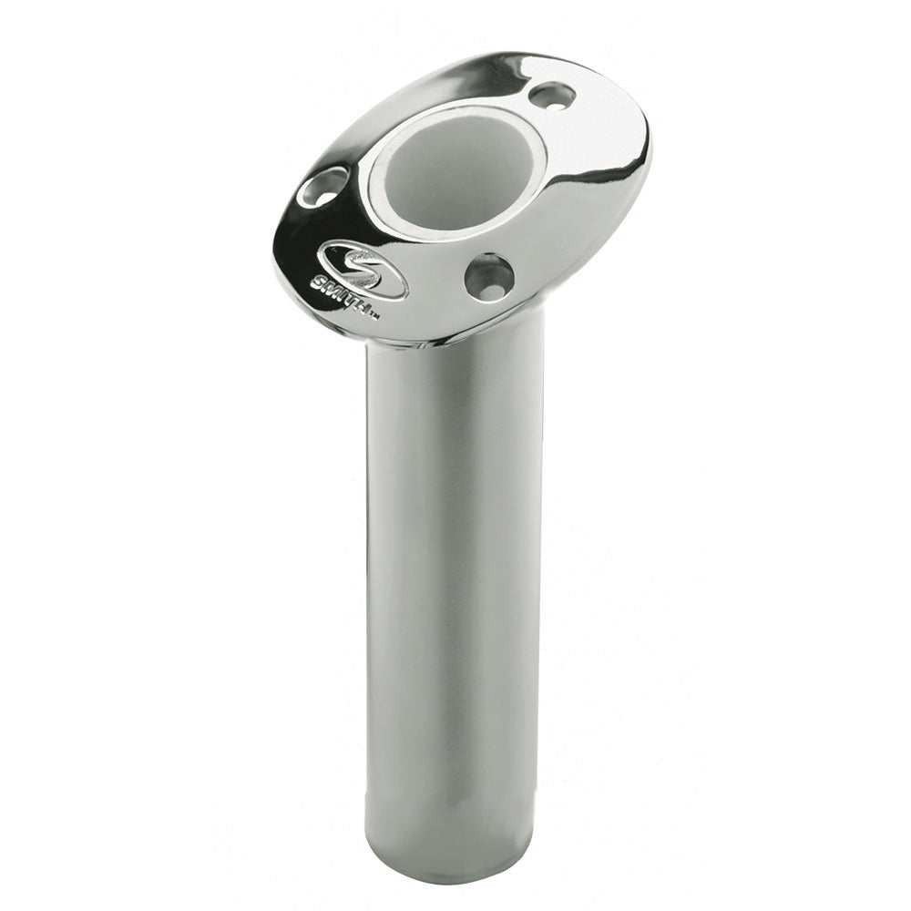 C.E. Smith Flush Mount Rod Holder - 15 Degree & 9" Depth - Stainless Steel - Cast Gimbal - White Vinyl Liner