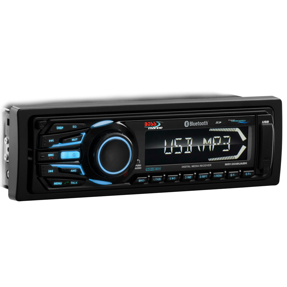 Boss Audio MR1308UABK Bluetooth® - Fully Marinized MP3-Compatible Digital Media Receiver w/USB & SD Memory Card Ports & Aux Input