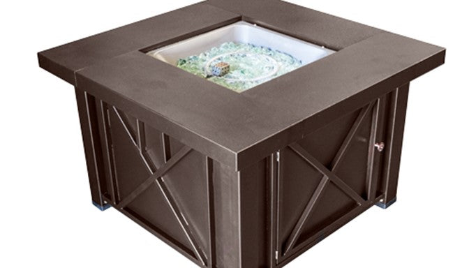 Decorative Hammered Bronze Fire Pit with Lid