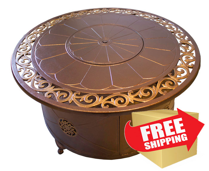 Circular Cast Aluminum Fire Pit with Lid