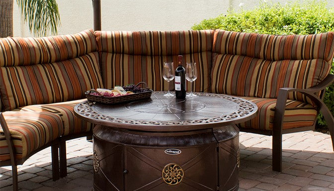 Circular Cast Aluminum Fire Pit with Lid