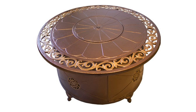 Circular Cast Aluminum Fire Pit with Lid