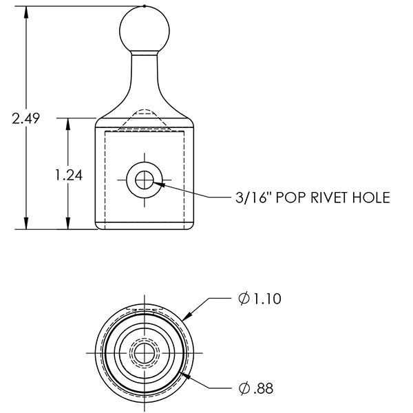 Taco Marine Ball/Socket 7/8" Top Cap