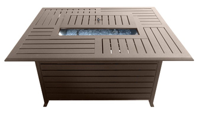 Rectangle Aluminum Slatted Fire Pit with Stainless Steel Propane Burner