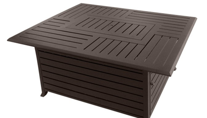 Rectangle Aluminum Slatted Fire Pit with Stainless Steel Propane Burner