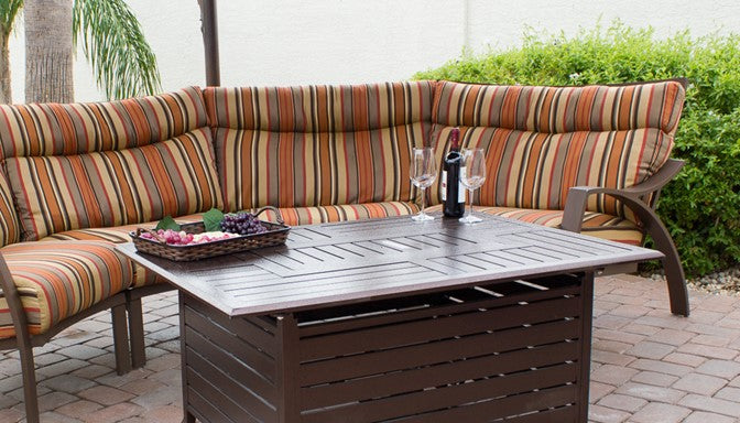 Rectangle Aluminum Slatted Fire Pit with Stainless Steel Propane Burner