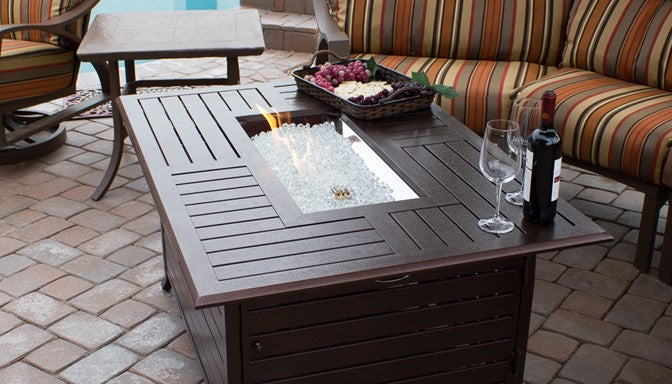 Rectangle Aluminum Slatted Fire Pit with Stainless Steel Propane Burner