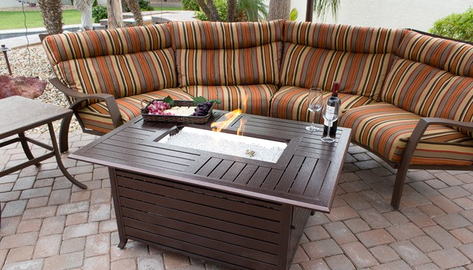 Rectangle Aluminum Slatted Fire Pit with Stainless Steel Propane Burner