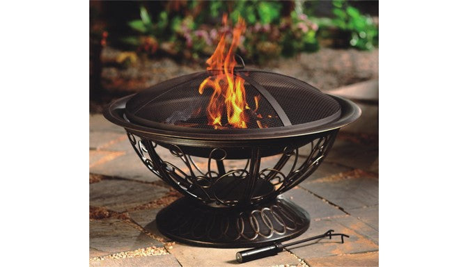 30" Wood Burning Fire Pit with Scroll Design