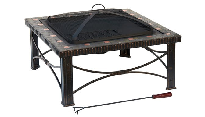 30" Square Slate Tile Wood Burning Fire Pit