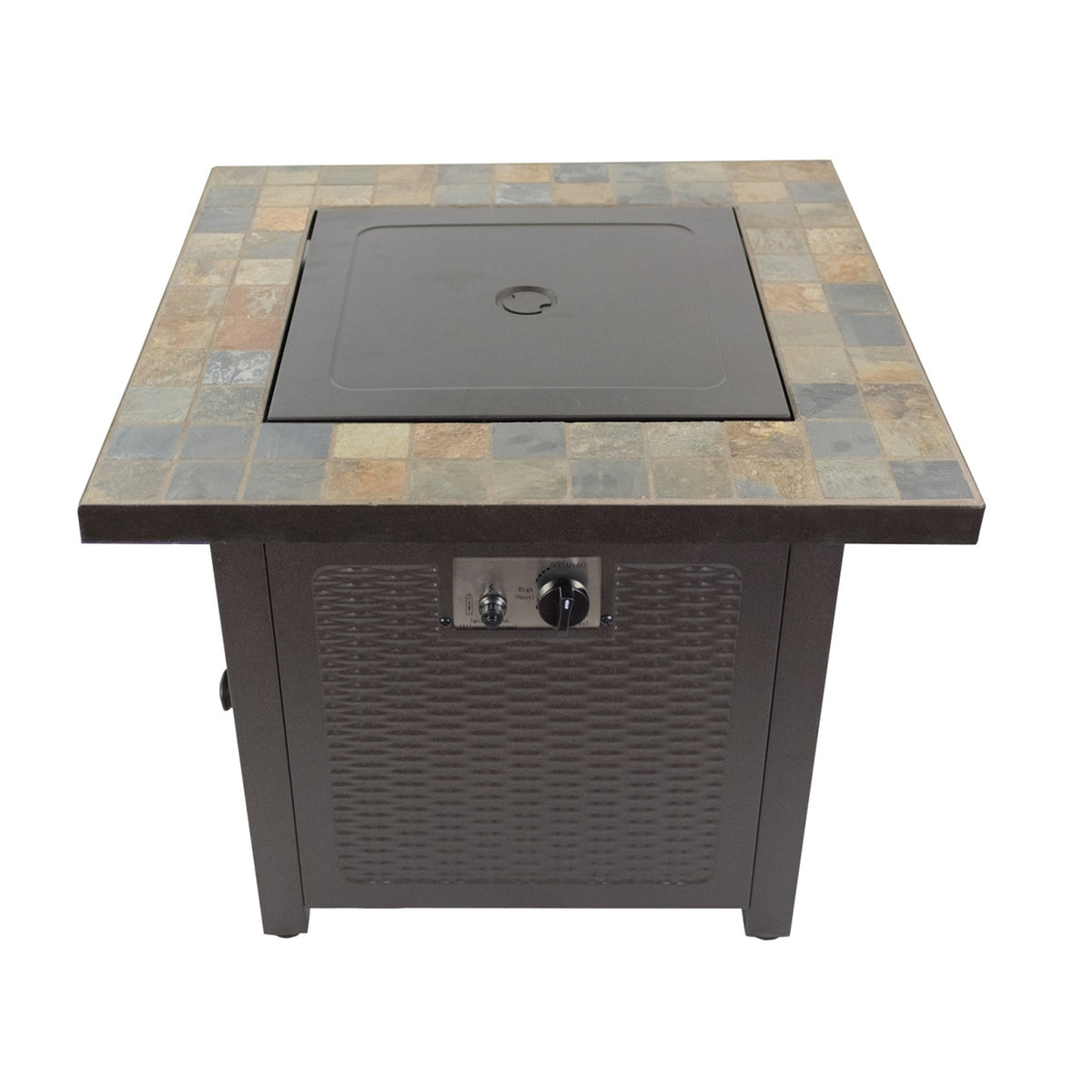 Square Slate Fire Pit in Bronze