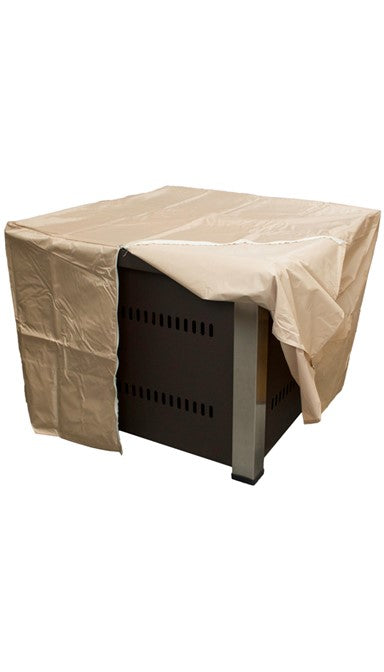 Square Fire Pit in Hammered Bronze with Cover and Wind Glass