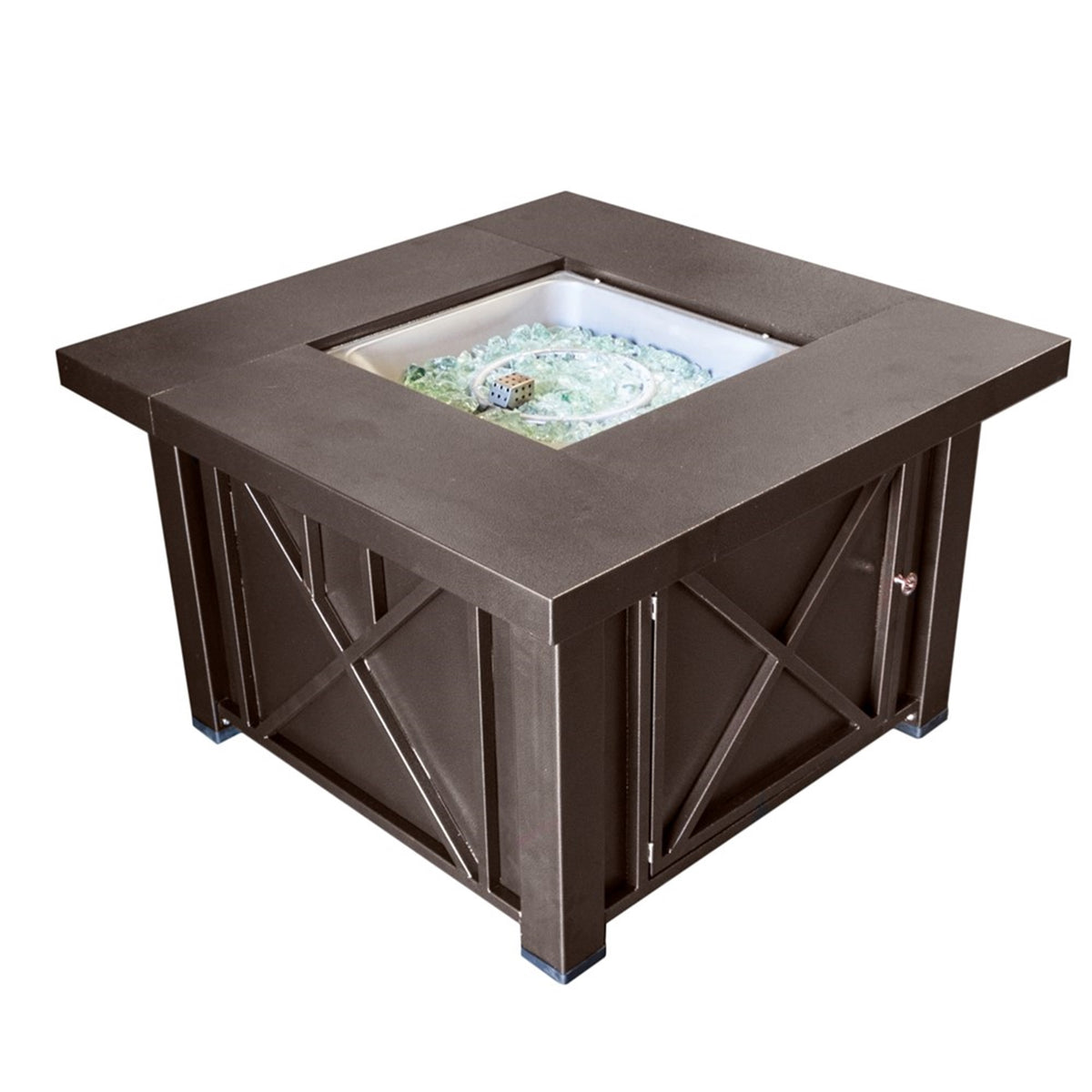 Decorative Hammered Bronze Fire Pit with Lid
